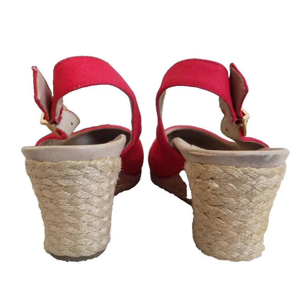 Vionic Coralina Wedge Slingback Espadrille Sandals Women's Size 9 Red Canvas